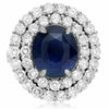 LARGE 12.19CT DIAMOND & AAA SAPPHIRE PLATINUM 3D COCKTAIL OVAL DOUBLE HALO RING