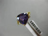 LARGE 3.24CT DIAMOND & AAA TRILLION AMETHYST 14KT YELLOW GOLD MILGRAIN FUN RING