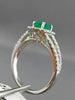 ESTATE 1.28CT DIAMOND & AAA EMERALD 14KT WHITE GOLD SQUARE HALO ENGAGEMENT RING