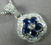 ESTATE 1.05CT DIAMOND & AAA SAPPHIRE 14KT WHITE GOLD 3D FLOWER FILIGREE PENDANT