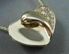 ESTATE LARGE .25CT DIAMOND 14KT YELLOW GOLD HEART PENDANT & CHAIN F/G VS #21961