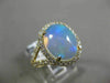 ESTATE LARGE 3.62CT DIAMOND & AAA AUSTRALIAN OPAL 14K YELLOW GOLD OVAL HALO RING