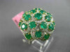 ESTATE LARGE 4.87CT DIAMOND & AAA EMERALD 18KT 2 TONE GOLD FLOWER CLUSTER RING