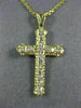 ANTIQUE .30CT DIAMOND 14KT YELLOW GOLD 3D CLASSIC CROSS FLOATING PENDANT #2891