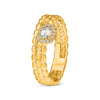 WIDE .25CT DIAMOND 14K YELLOW GOLD ROUND & BAGUETTE SQUARE HALO TRIPLE BAND RING