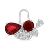 3.41CT DIAMOND & AAA RUBY 18K WHITE GOLD ROUND & PEAR SHAPE FLORAL STUD EARRINGS