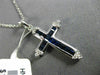 ESTATE .79CT ROUND DIAMOND & AAA PRINCESS SAPPHIRE 18K WHITE GOLD CROSS PENDANT