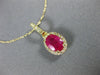 ESTATE 1.02CT DIAMOND & AAA OVAL RUBY 14KT YELLOW GOLD 3D HALO FLOATING PENDANT