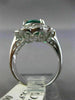WIDE 3.18CT DIAMOND & EMERALD 18KT WHITE GOLD OVAL FLOWER ENGAGEMENT RING #2925