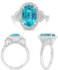 LARGE 4.18CT DIAMOND & AAA PARABOLA TOURMALINE PLATINUM 3D OVAL & HALF MOON RING