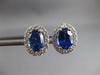 LARGE 4CT DIAMOND & AAA CEYLON SAPPHIRE 18KT WHITE GOLD OVAL HALO STUD EARRINGS