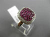 EFFY WIDE 1.48CT DIAMOND & AAA RUBY 14KT WHITE GOLD 3D SQUARE PAVE LEAF FUN RING