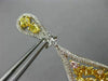 ESTATE LARGE 10.15CT FANCY MULTI COLOR DIAMOND 18K 2TONE GOLD TEAR DROP EARRINGS