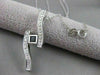 ESTATE .55CT DIAMOND & SAPPHIRE 14K WHITE GOLD LONG SWIRL PENDANT #34X12