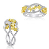 1.02CT WHITE & FANCY YELLOW DIAMOND 18KT 2 TONE GOLD MULTI LEAF ANNIVERSARY RING