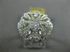 ESTATE LARGE 1.47CT DIAMOND 18K WHITE GOLD CLASSIC FLOWER HEART SHAPED LOVE RING
