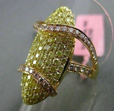ESTATE EXTRA LARGE 2.47CT YELLOW & PINK DIAMOND 18K YELLOW & ROSE GOLD WAVE RING