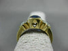 ESTATE WIDE .80CT DIAMOND & AAA SAPPHIRE 14KT 2 TONE GOLD SEMI BEZEL FLOWER RING