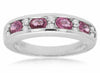 ESTATE 1.16CT DIAMOND & AAA PINK SAPPHIRE 14KT WHITE GOLD OVAL ANNIVERSARY RING