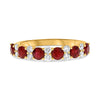 1.35CT DIAMOND & AAA RUBY 14KT YELLOW GOLD ROUND SHARED PRONG ANNIVERSARY RING