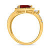 LARGE 2.02CT DIAMOND AAA RUBY 14KT YELLOW GOLD PEAR SHAPE FLORAL ENGAGEMENT RING