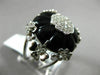 ESTATE LARGE .82CT DIAMOND & AAA ONYX 14KT WHITE GOLD 3D HEART FLOWER FUN RING