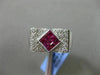 ESTATE LARGE 1.01CT DIAMOND & AAA RUBY 18K WHITE GOLD 3D BOW SHAPE FILIGREE RING