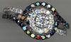 1.17CT WHITE & BLACK DIAMOND 14KT WHITE GOLD ROUND DOUBLE HALO ENGAGEMENT RING
