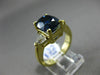ESTATE LARGE 5.20CT DIAMOND & SAPPHIRE 18KT YELLOW GOLD 3 STONE ENGAGEMENT RING