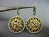 ESTATE LARGE 2.26CT DIAMOND 14K 2 TONE GOLD FLOWER LEVER BACK HANGING EARRINGS