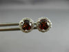 ESTATE 1.17CT DIAMOND & AAA GARNET 14KT WHITE GOLD ROUND HALO STUD EARRINGS
