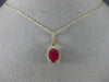 ESTATE 1.02CT DIAMOND & AAA OVAL RUBY 14KT YELLOW GOLD 3D HALO FLOATING PENDANT