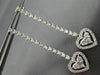 ESTATE LONG 2.25CT DIAMOND 14KT WHITE GOLD 3D HEART LOVE HALO HANGING EARRINGS