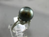 ESTATE LARGE .38CT DIAMOND 18KT WHITE GOLD TAHITIAN PEARL FLOWER SOLITARE RING