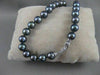 ESTATE 8.5MM BLACK TAHITIAN PEARL 18KT WHITE GOLD 18" INCH SILK NECKLACE #1932
