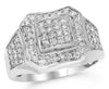 ESTATE WIDE .98CT DIAMOND 14KT WHITE GOLD 3D MULTI ROW OCTAGON SQUARE MEN'S RING