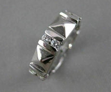 ANTIQUE 1.10CTW DIAMOND 18KT WHITE GOLD RAISED WEDDING ETERNITY RING 8MM #14575