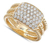 ESTATE WIDE .78CT DIAMOND 18KT YELLOW GOLD 3D CLASSIC PAVE SQUARE ROPE FUN RING