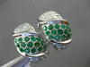 ESTATE LARGE 3.36CT DIAMOND & EMERALD 18K WHITE GOLD 3D CLIP ON HANGING EARRINGS