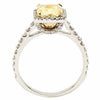 ESTATE 2.15CT WHITE & FANCY YELLOW DIAMOND 18KT 2 TONE GOLD HALO ENGAGEMENT RING