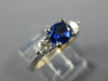 1.44CT DIAMOND & AAA SAPPHIRE 14K WHITE GOLD OVAL 3 STONE ENGAGEMENT RING #26977