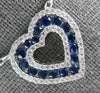ESTATE LARGE 1.26CT DIAMOND & AAA SAPPHIRE 18KT WHITE GOLD OPEN HEART PENDANT