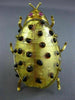 ESTATE LARGE .10CT AAA RUBY 18KT YELLOW GOLD HANDCRAFTED GLASS BEETLE BROOCH PIN