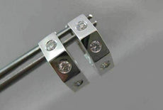 ESTATE .36CT DIAMOND HEXAGON ETOILE 14KT WHITE GOLD HUGGIE EARRINGS CHIC! #15847