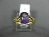 ESTATE 1.32CT DIAMOND & AAA OVAL AMETHYST 14K YELLOW GOLD 3D TRIANGULAR FUN RING