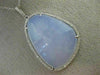 ESTATE LARGE .30CT DIAMOND & AAA BLUE CHALCEDONY 14KT WHITE GOLD 3D LOVE PENDANT