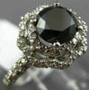 ESTATE 2.62CT WHITE & BLACK DIAMOND 14KT WHITE GOLD 3D FLOWER ENGAGEMENT RING