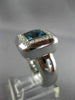ESTATE LARGE 3.60CT DIAMOND & AAA BLUE TOPAZ 18K WHITE GOLD 3D HALO ITALIAN RING