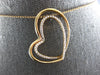 ESTATE LARGE .27CT DIAMOND 18KT ROSE GOLD DOUBLE HEART FUN LOVE FLOATING PENDANT