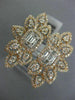 ESTATE LARGE 1.70CT ROUND & BAGUETTE DIAMOND 14KT WHITE & ROSE GOLD FLOWER RING
